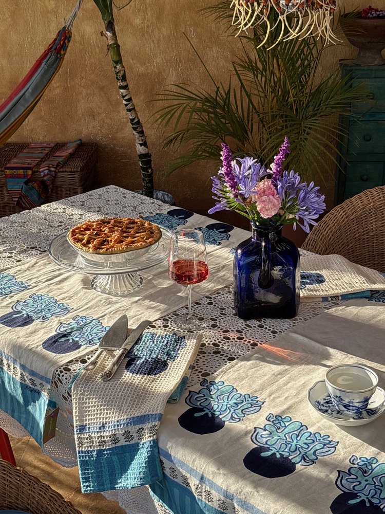 Floral Green Stripes Table Runner - Image 2